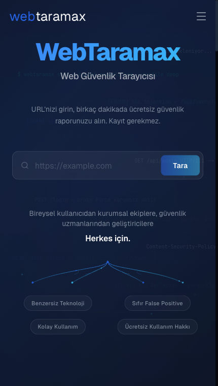 WebTaramax mobil ekran görüntüsü